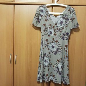 MADEWELL Floral Short Sleeve A-line V-neck Mini Dress, SZ 00, NWT